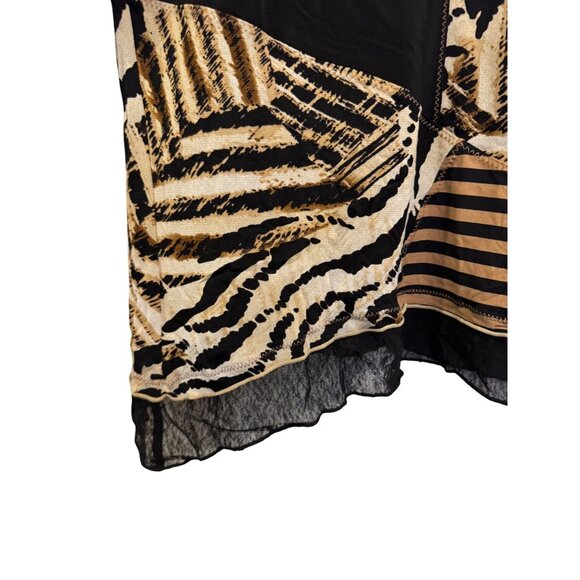 JM Collection Petite Womens 3/4 Sleeve Black V-Neck Asymmetrical Top PM Animal P - Picture 5 of 6